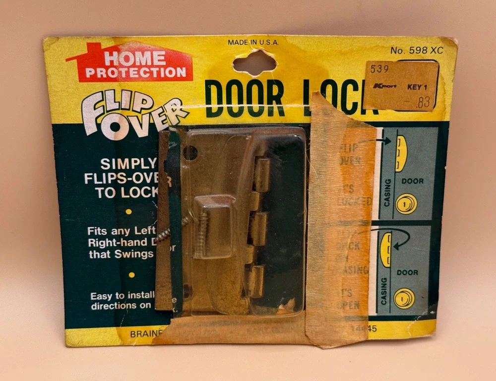 🔒 Vintage Flip Over Door Lock Home Protection No. 598 XC NOS Made USA
